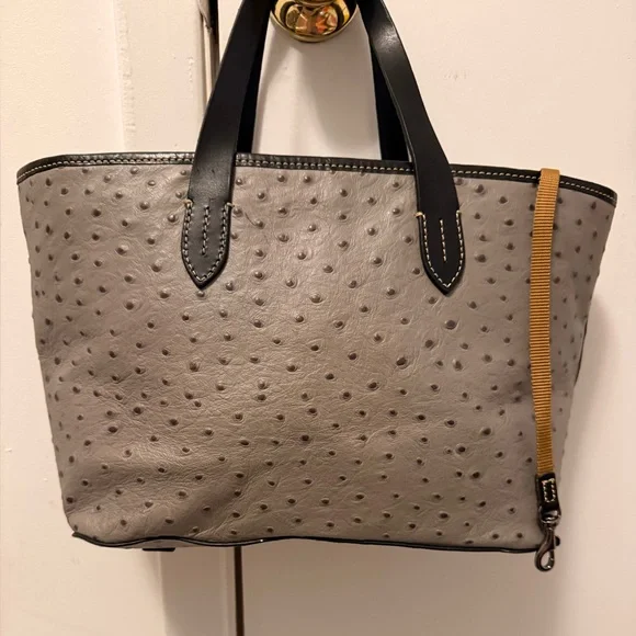 Dooney & Bourke Gray Ostrich Embossed Leather Tote NWOT w/COA - Picture 5 of 12